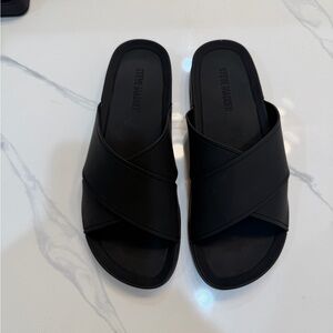 Steve Madden Black Crisscross Slide Sandals